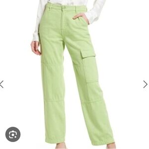 REFORMATION | US 24 (W26) Bailey High-Waisted Utility Pants | neon green
